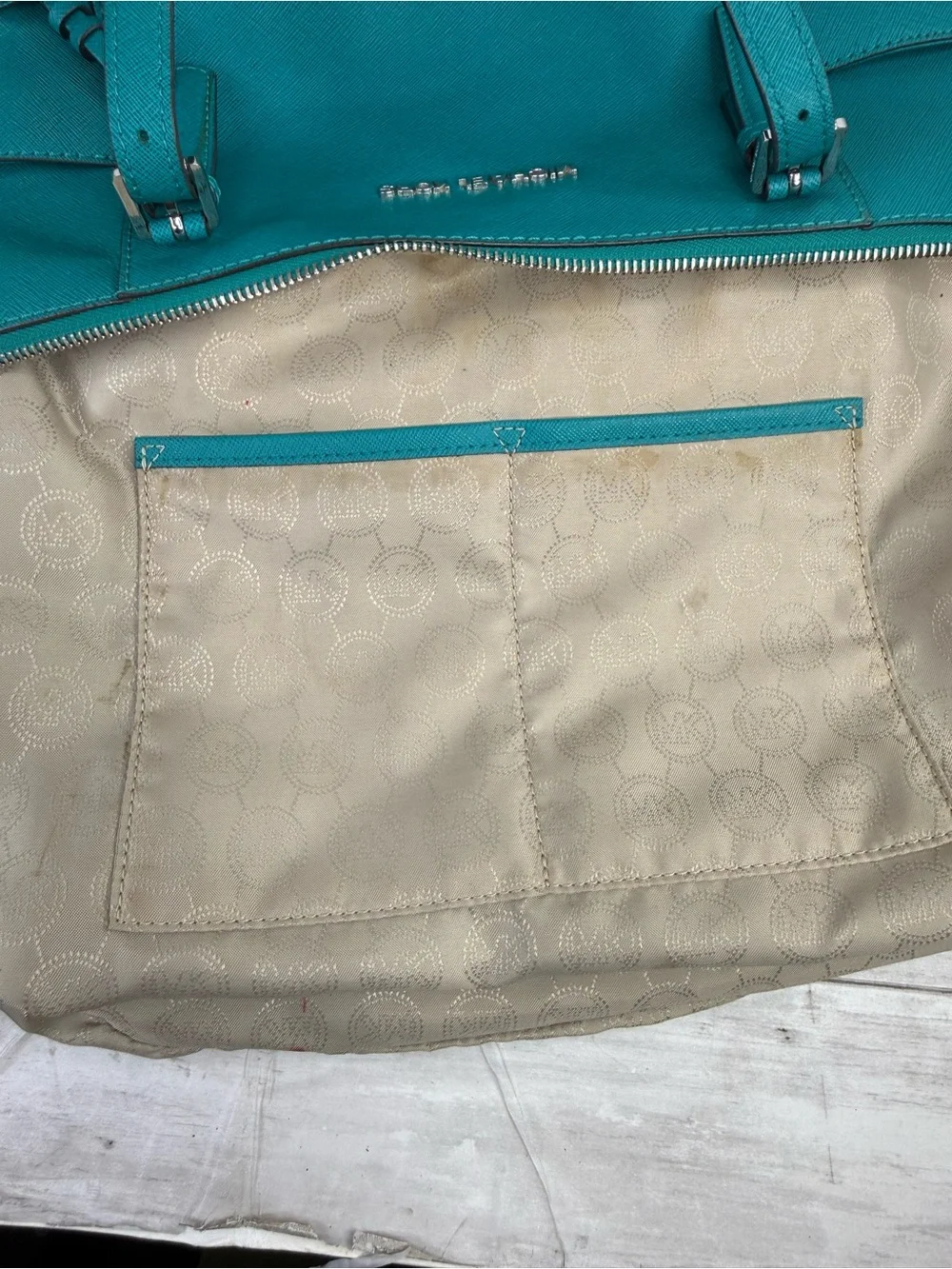Michael Kors leather tote bag and matching zip wallet set